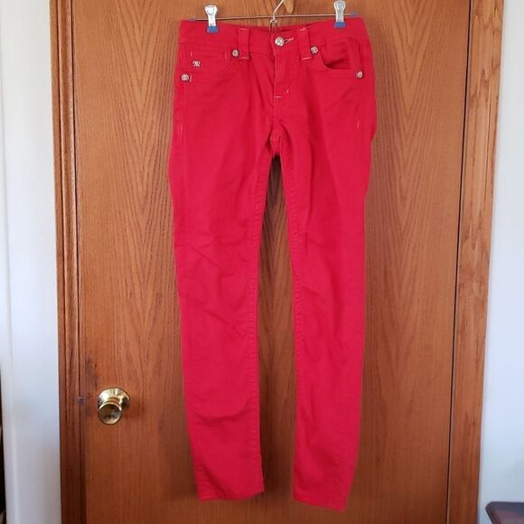 EUC Miss Me Bright Red Denim Jeans Sz 27 - Picture 1 of 9